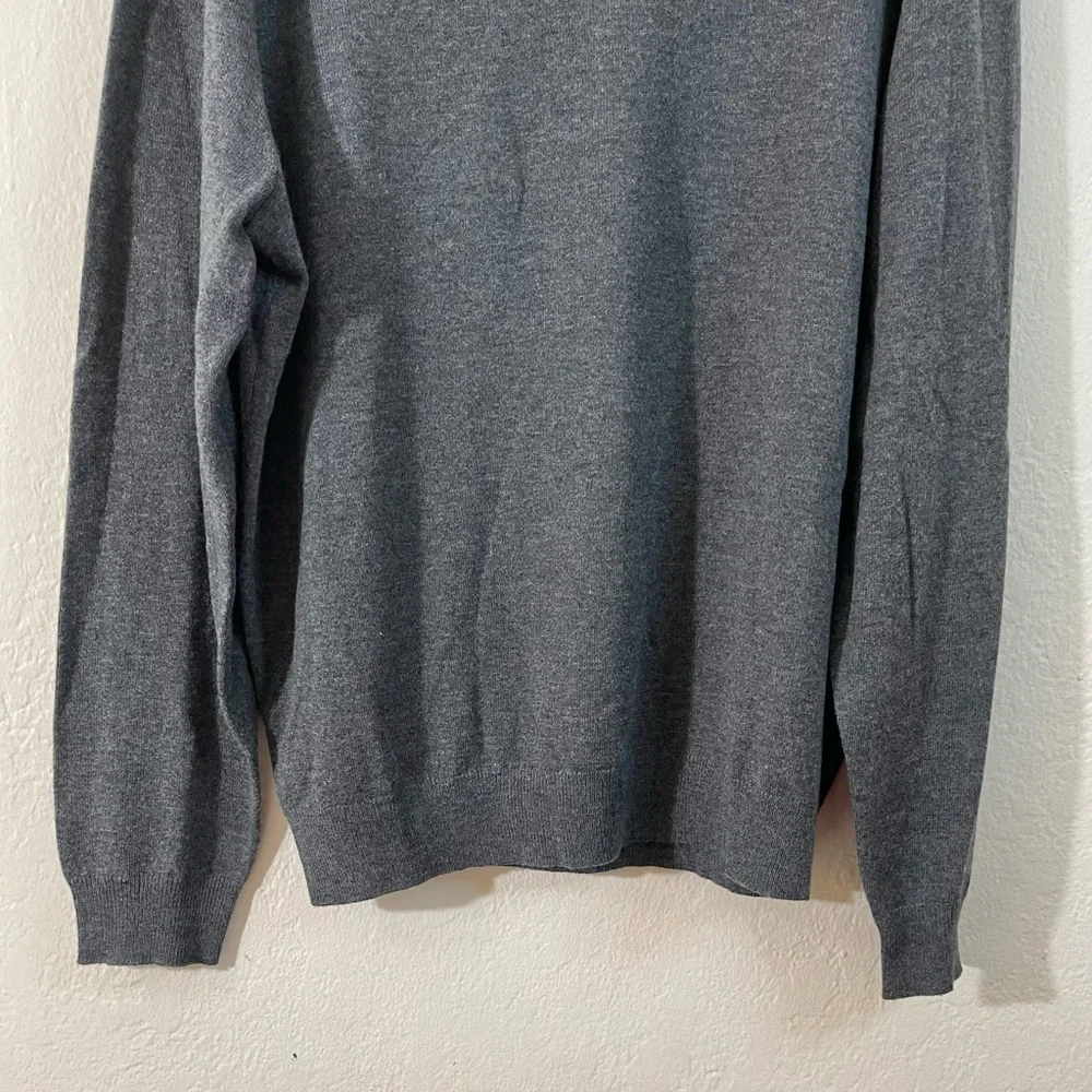 J. Crew Merino Wool Blend V-Neck Long Sleeve Sweater Size XL Gray Lightweight